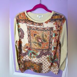 Johnny Was Elodie Scarf Pullover Top Cashmere Silk